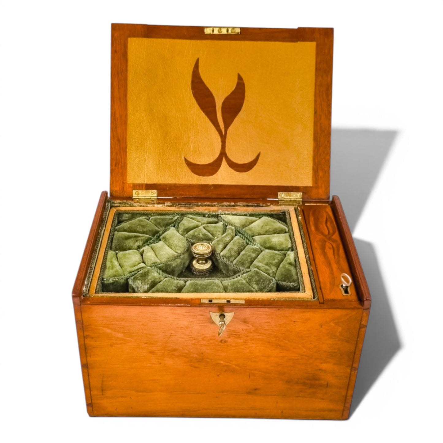 Art Nouveau fruitwood jewellery casket, leather panels