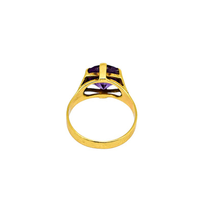 Vintage 9k yellow gold 4.8ct alexandrite sapphire colour-change statement ring, size N