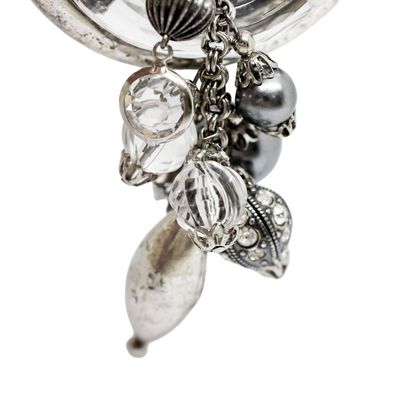 Vintage Ermani Bulatti silver tone large round dangling statement brooch