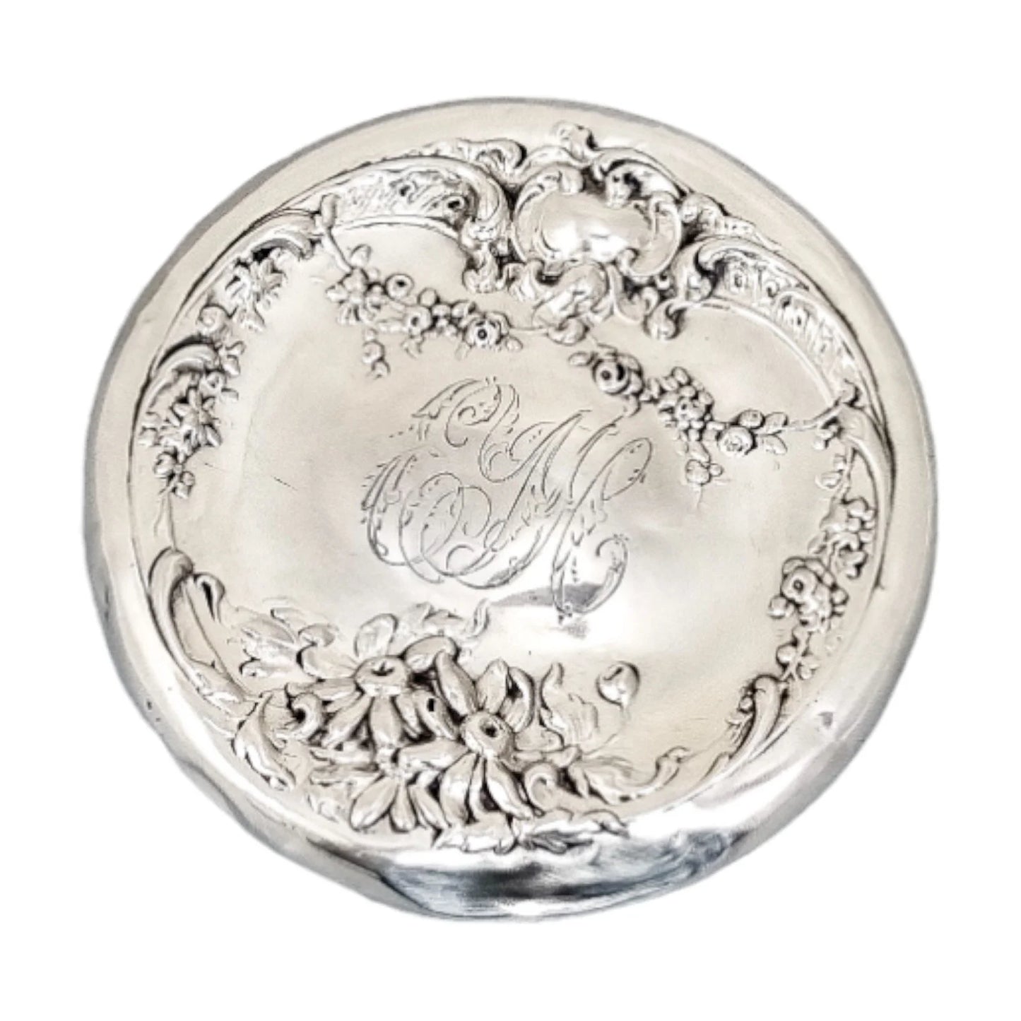 Art Nouveau Mauser silver crystal dressing table jar / vanity pot / toilet box