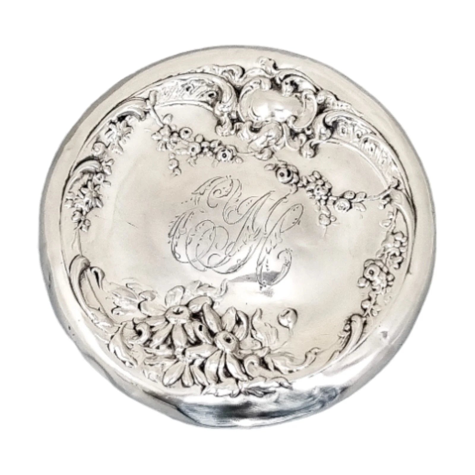 Art Nouveau Mauser silver crystal dressing table jar / vanity pot / toilet box