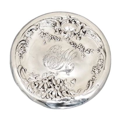 Art Nouveau Mauser silver crystal dressing table jar / vanity pot / toilet box