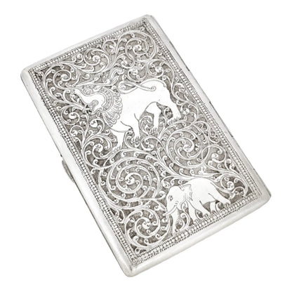 19th century Anglo-Indian Kutch silver cigarette case with animal design