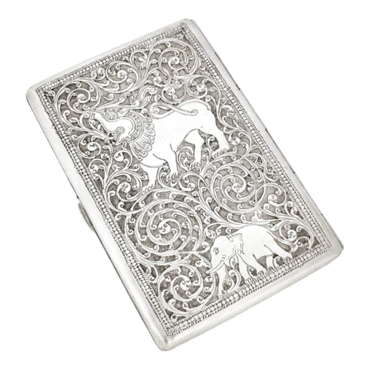 19th century Anglo-Indian Kutch silver cigarette case with animal design