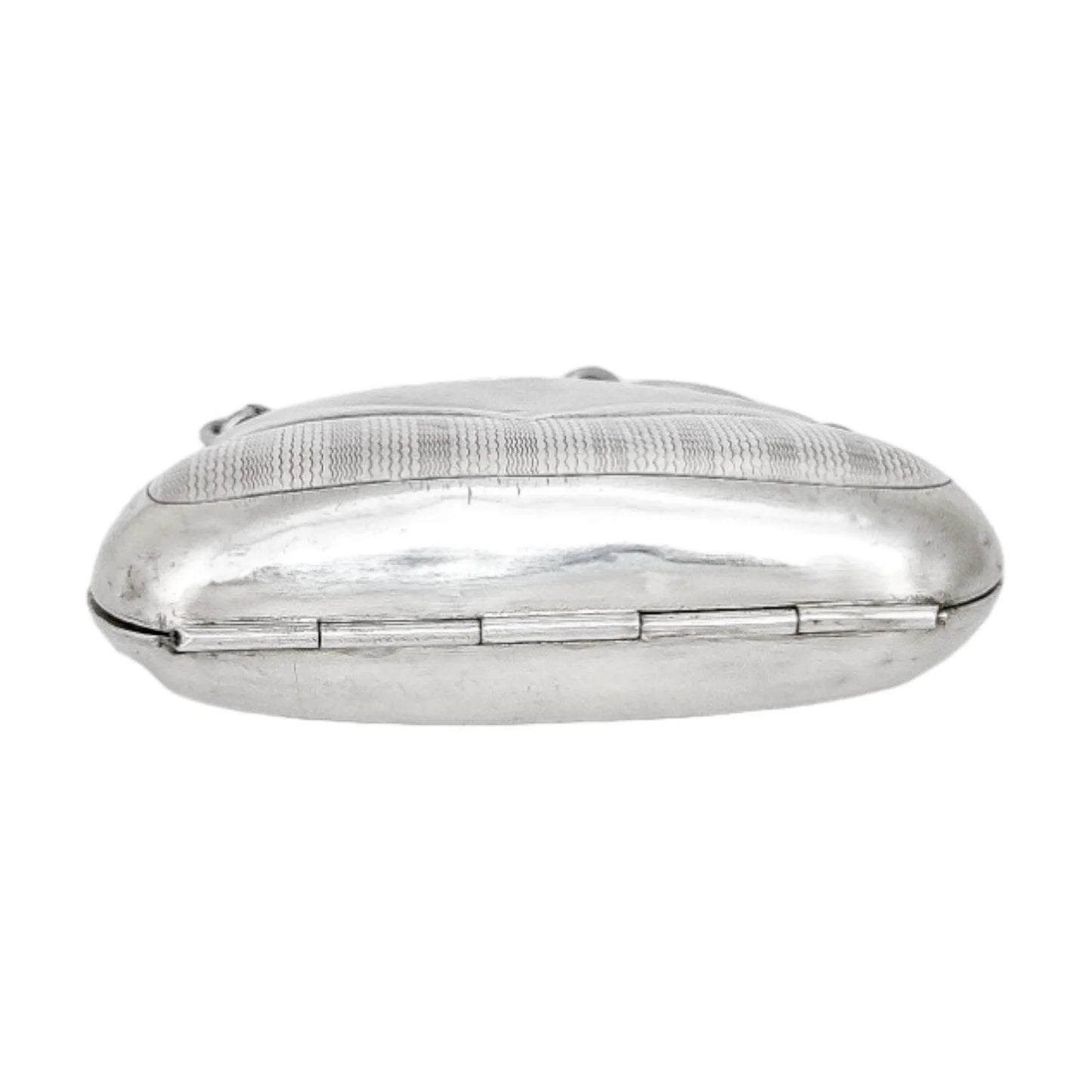 George V sterling silver coin purse evening bag finger ring chain, vacant cartouche