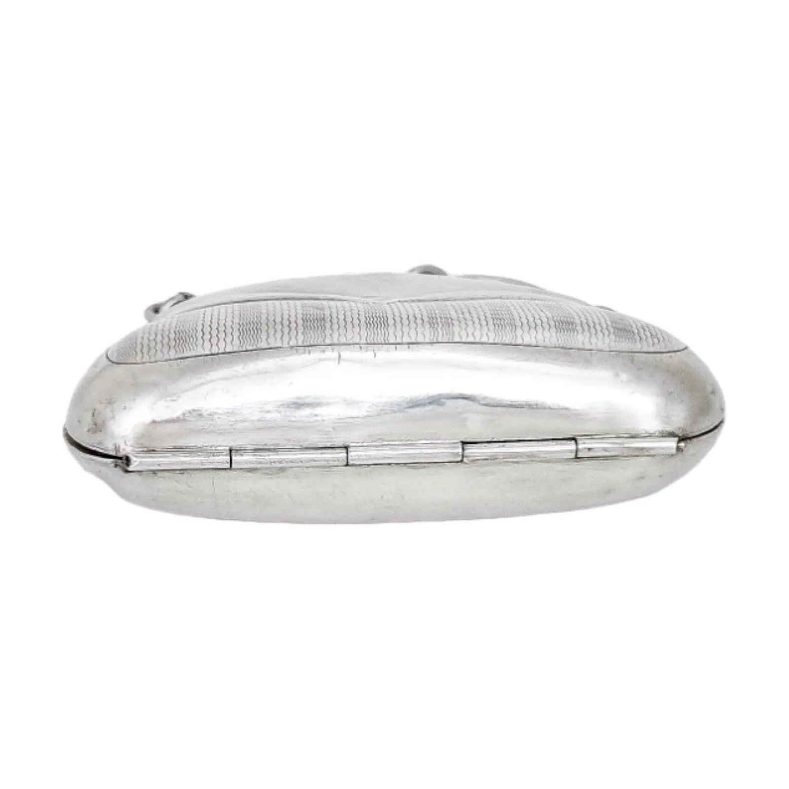 George V sterling silver coin purse evening bag finger ring chain, vacant cartouche