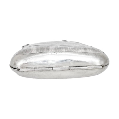 George V sterling silver coin purse evening bag finger ring chain, vacant cartouche