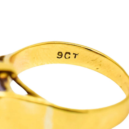 Vintage 9k yellow gold 4.8ct alexandrite sapphire colour-change statement ring, size N