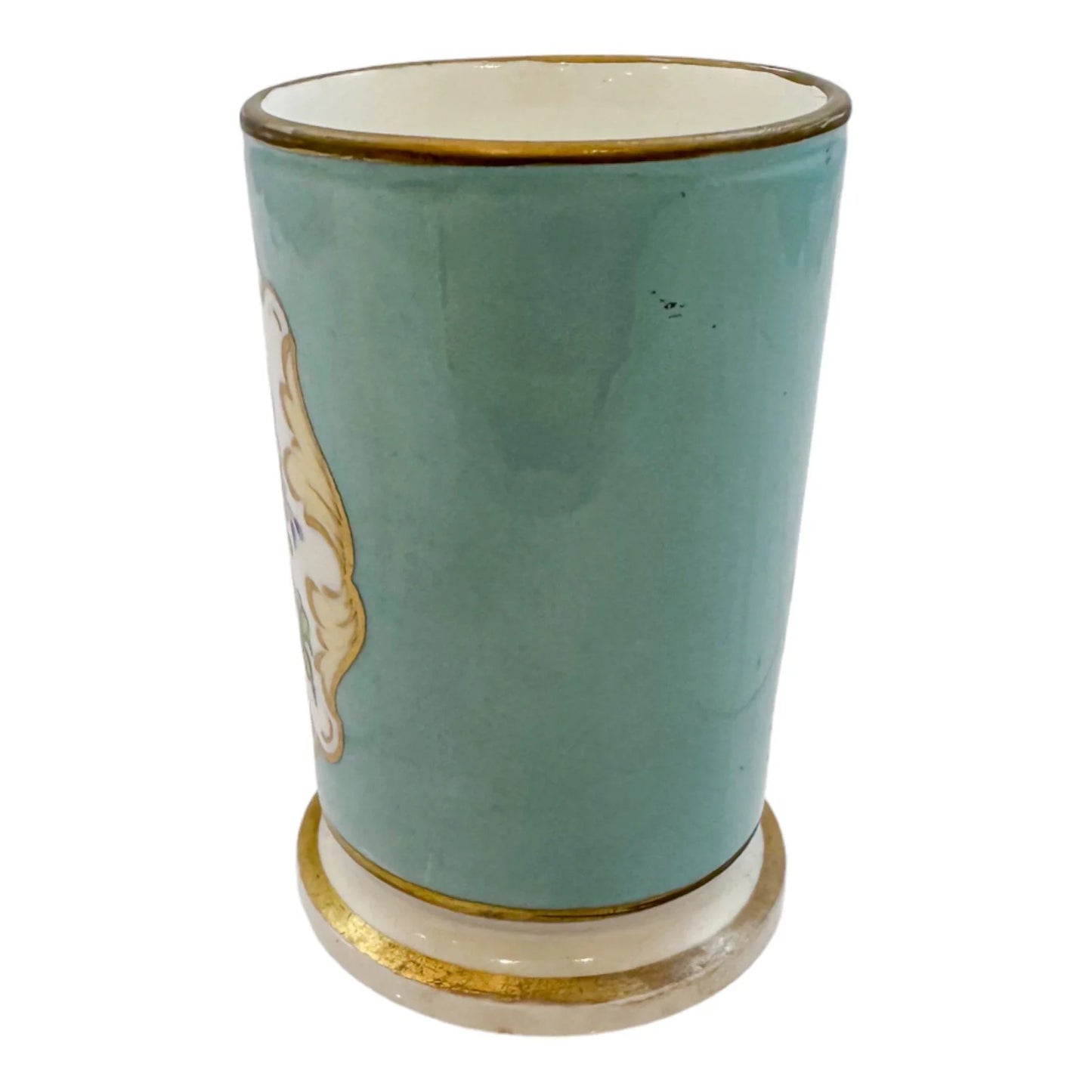 George III Spode porcelain sky blue cylindrical miniature spill vase / matchpot