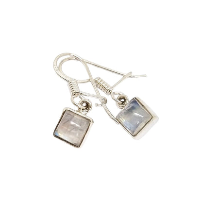 Sterling silver square moonstone drop dangle earrings