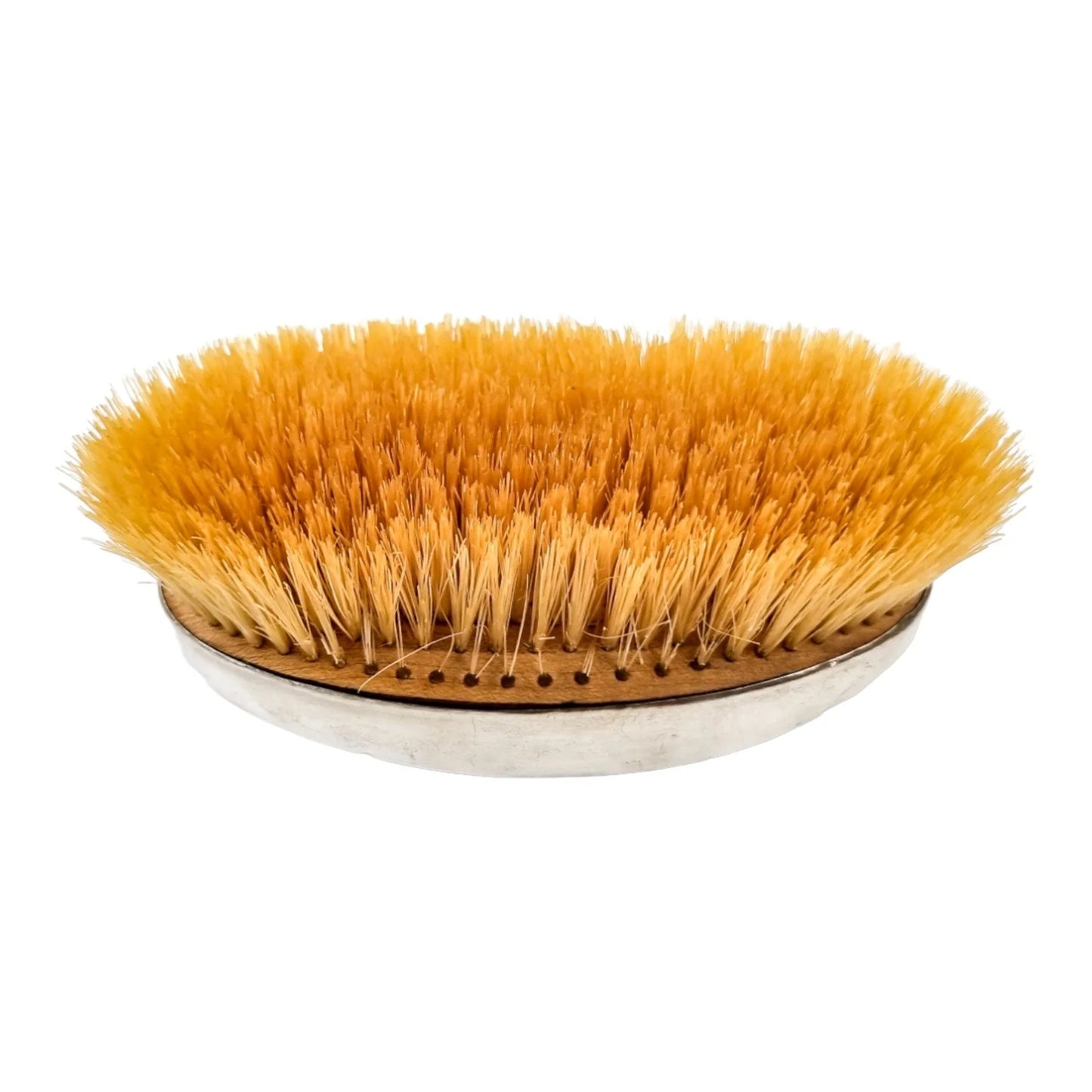 Large Edwardian sterling silver oval military beard / hairbrush with boar bristles