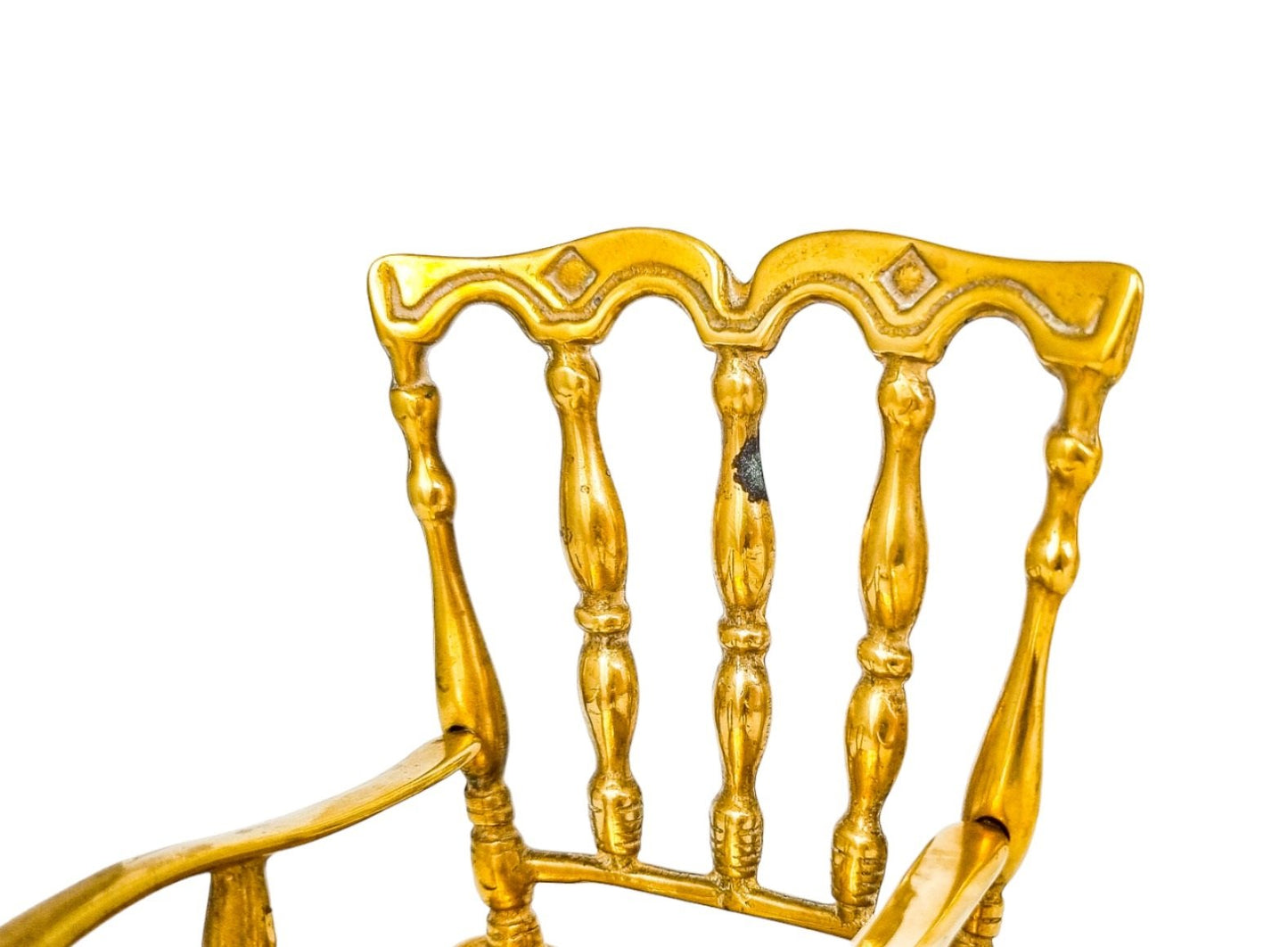 Vintage brass pair of 2 miniature rocking armchairs, dollhouse furniture