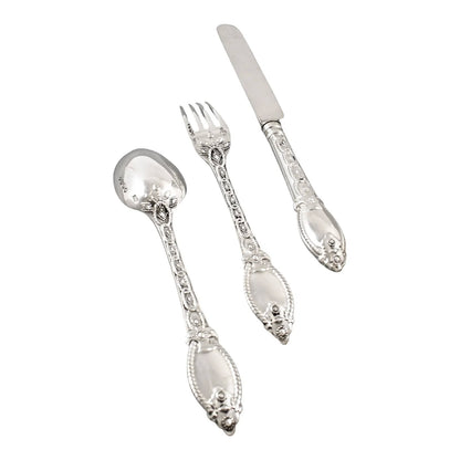 Mid-Victorian sterling silver 3 piece Christening set, Chawner & Co