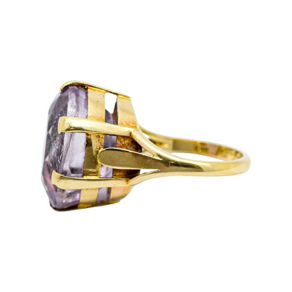 Vintage 1960's 16.5 ct amethyst cocktail solitaire ring, 9ct yellow gold, size L 1/2