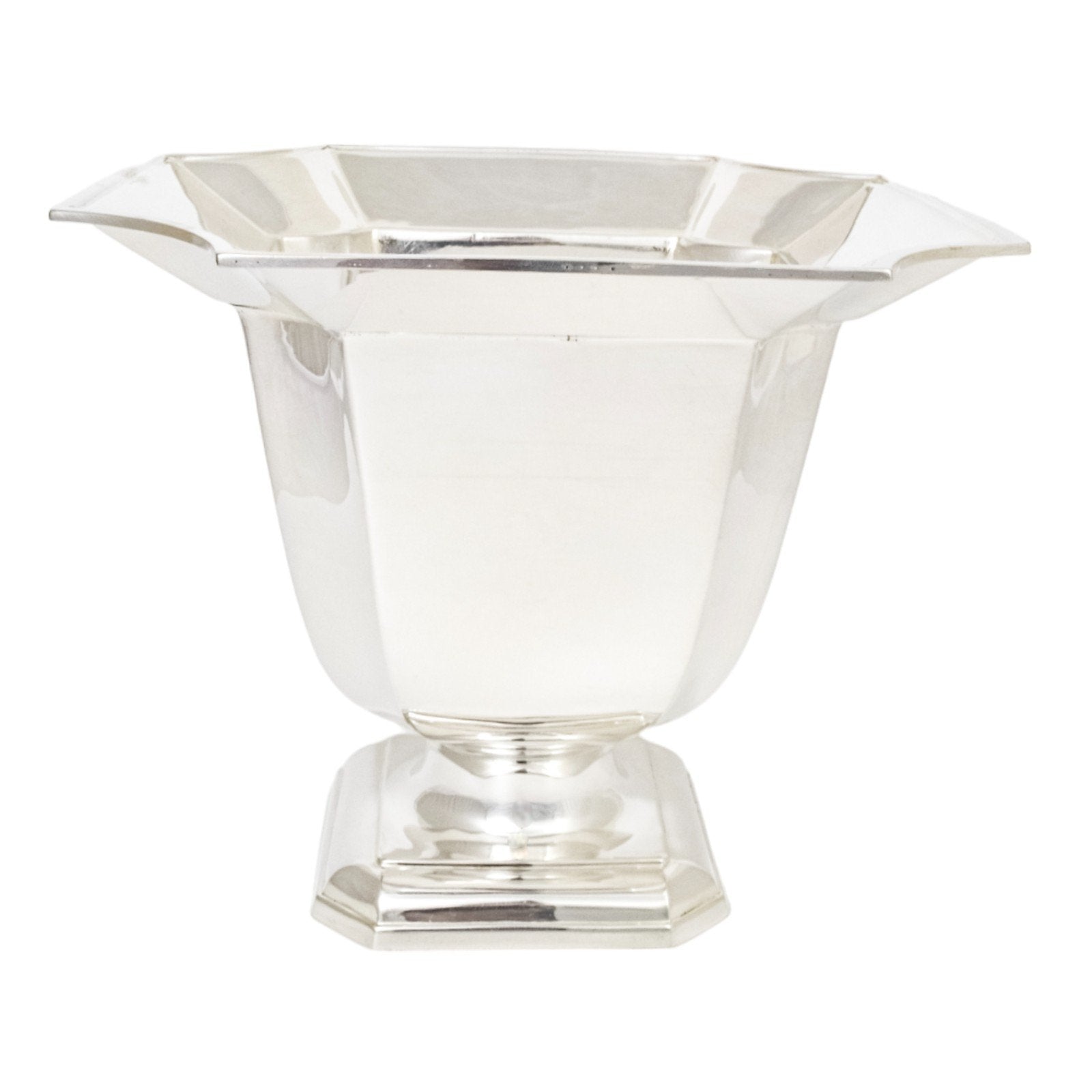 Art Deco sterling silver flared octagonal pedestal vase / small wine cooler / ice bucket