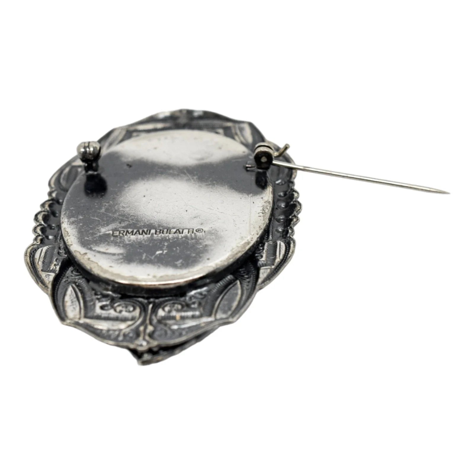 1980's Ermani Bulatti silvered mother-of-pearl large statement beetle brooch