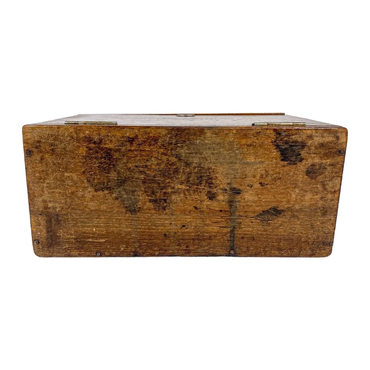 Victorian stationery letter correspondence oak box with 3 compartments and pen holder