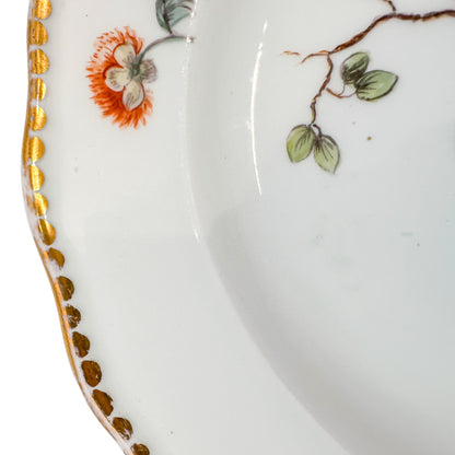 1820's Meissen porcelain scalloped rim plate with decoration of bird, insects and flowers