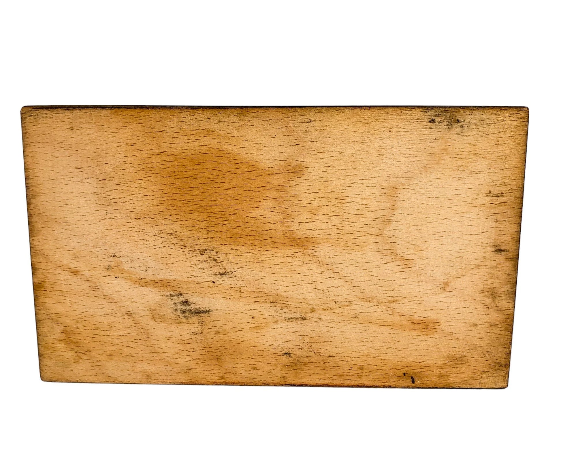 Vintage French chestnut wood trinket / card / cigarette box with hand carved floral lid