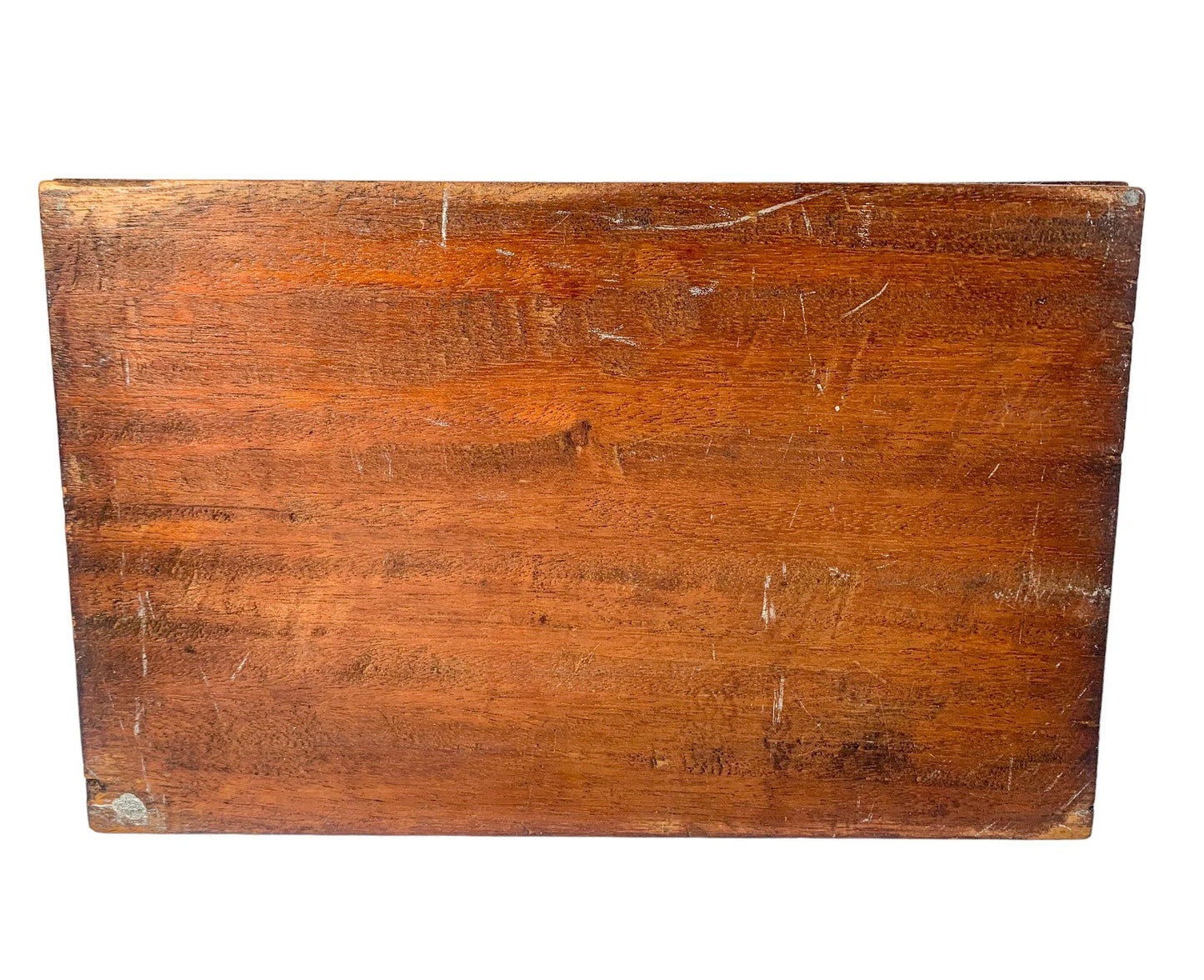 Large Victorian mahogany work box / jewellery chest with rhombus design to lid