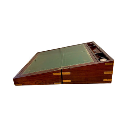 Victorian mahogany writing slope, secret drawers, working key