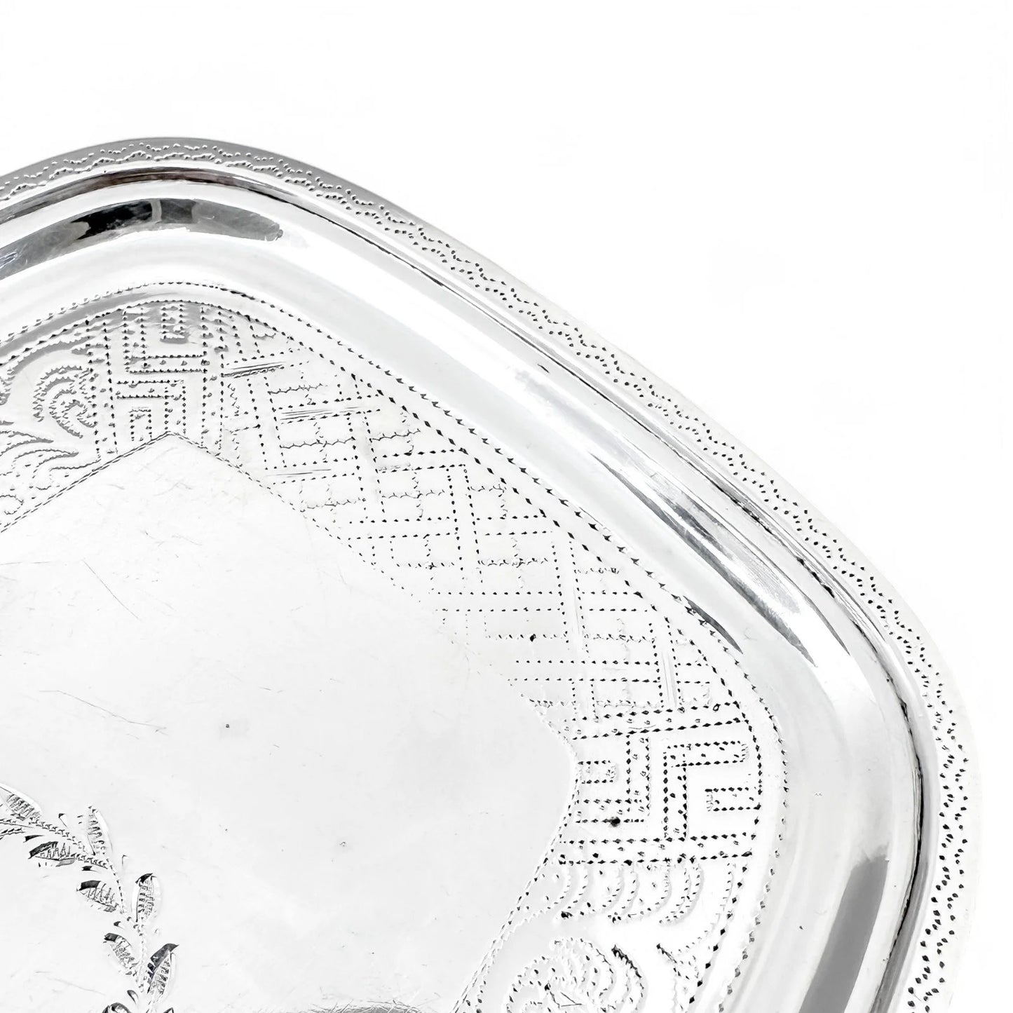 George III Scottish sterling silver teapot stand / vide poche