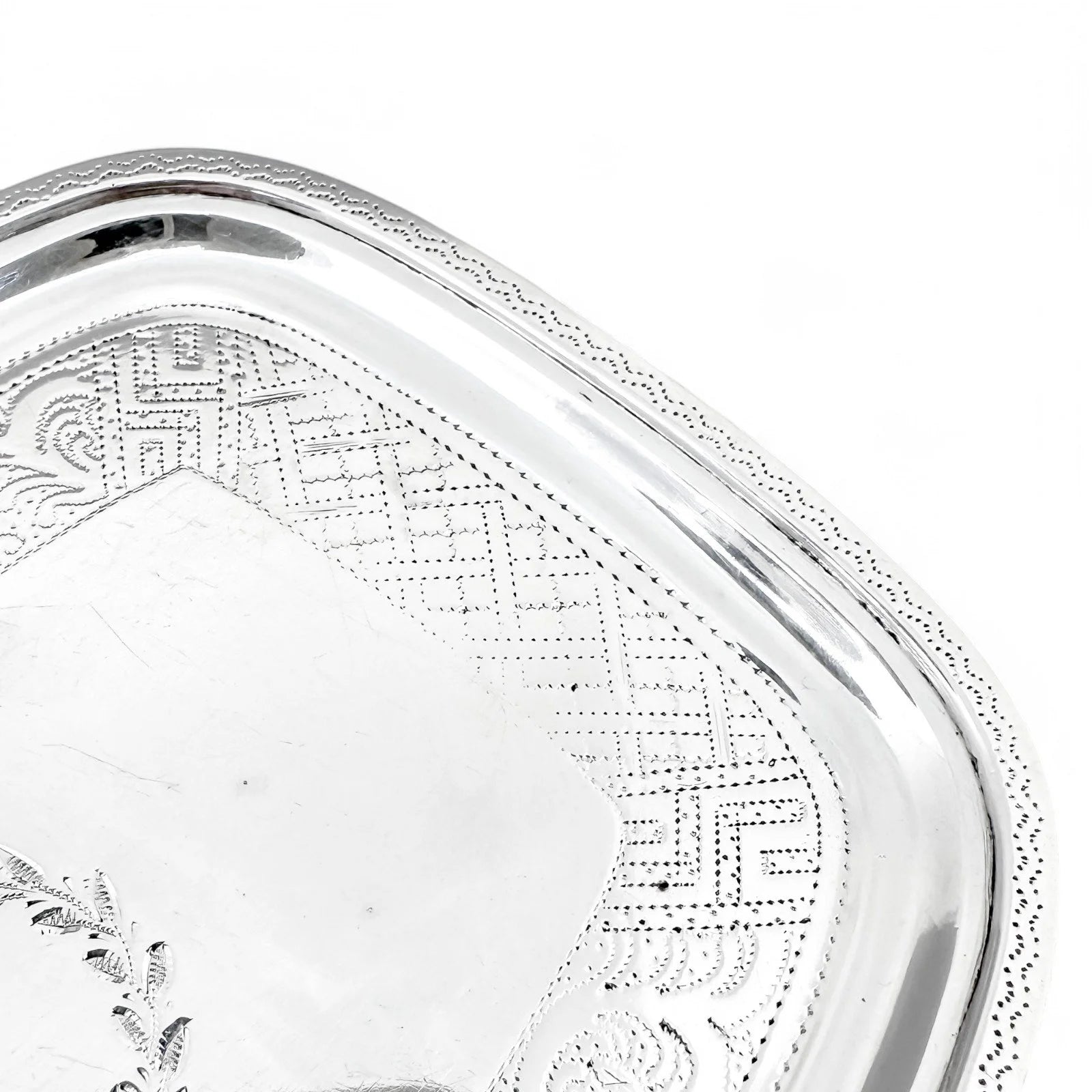 George III Scottish sterling silver teapot stand / vide poche