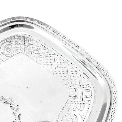 George III Scottish sterling silver teapot stand / vide poche