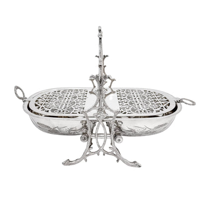 Victorian silver-plated Aesthetic folding biscuit box, Staniforth Fenton