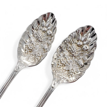 Victorian silver plate Walker & Hall boxed dessert serving cutlery set; Christmas nutcrackers and grape scissors