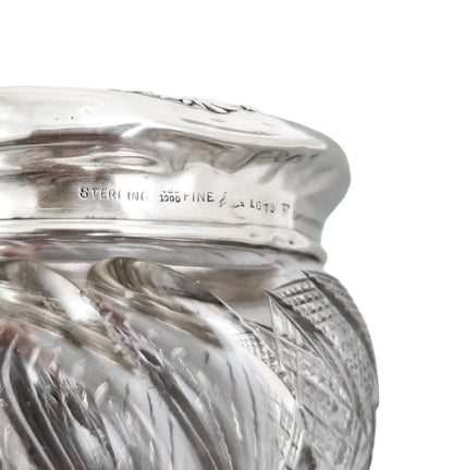 Art Nouveau Mauser silver crystal dressing table jar / vanity pot / toilet box