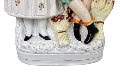 Large Victorian Staffordshire pearlware figure of Albanian farmer and his wife at harvest