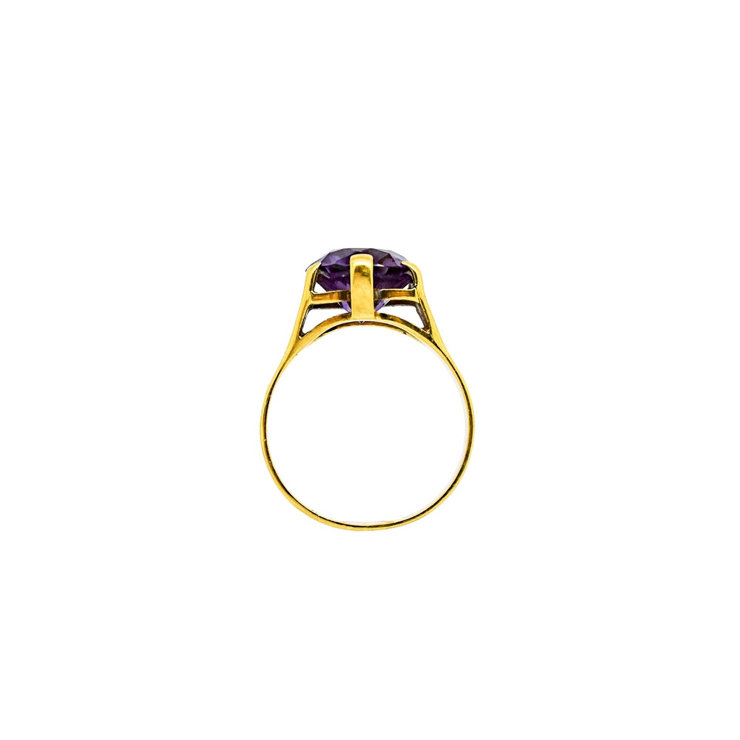 Vintage 9k yellow gold 4.8ct alexandrite sapphire colour-change statement ring, size N