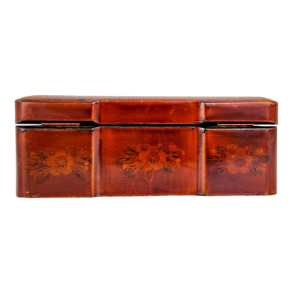 Meiji era Japanese large red lacquerware box maki-e gilded with cranes / storks