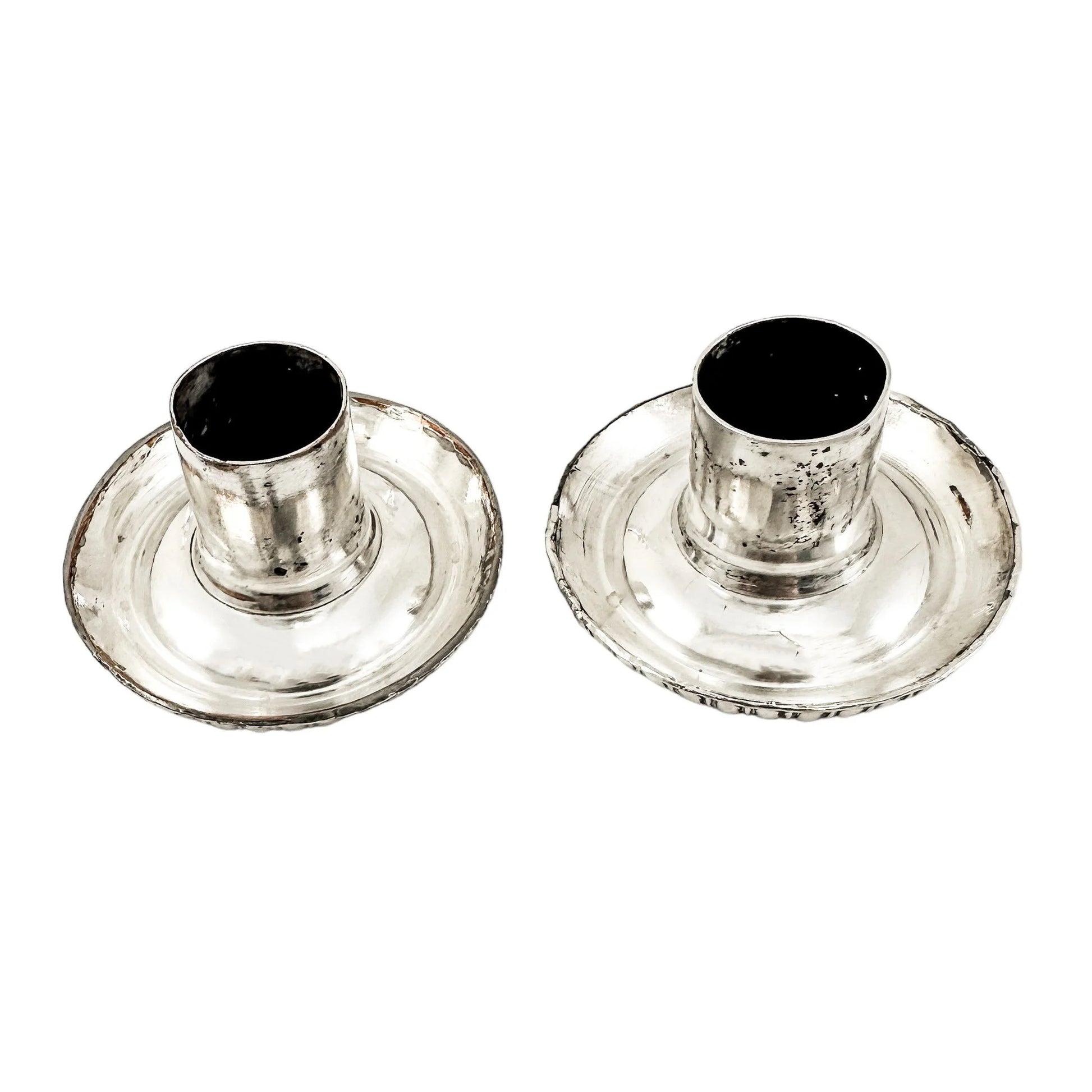 George III Old Sheffield plate pair of large candlesticks on square bases