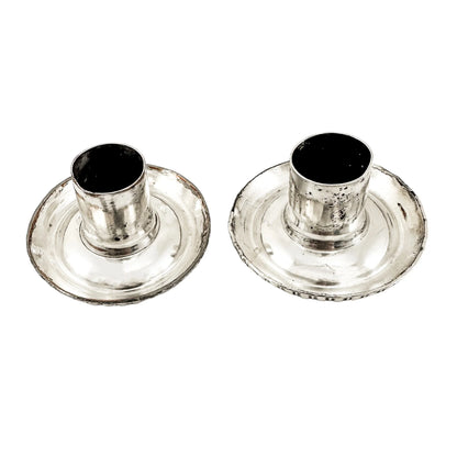 George III Old Sheffield plate pair of large candlesticks on square bases