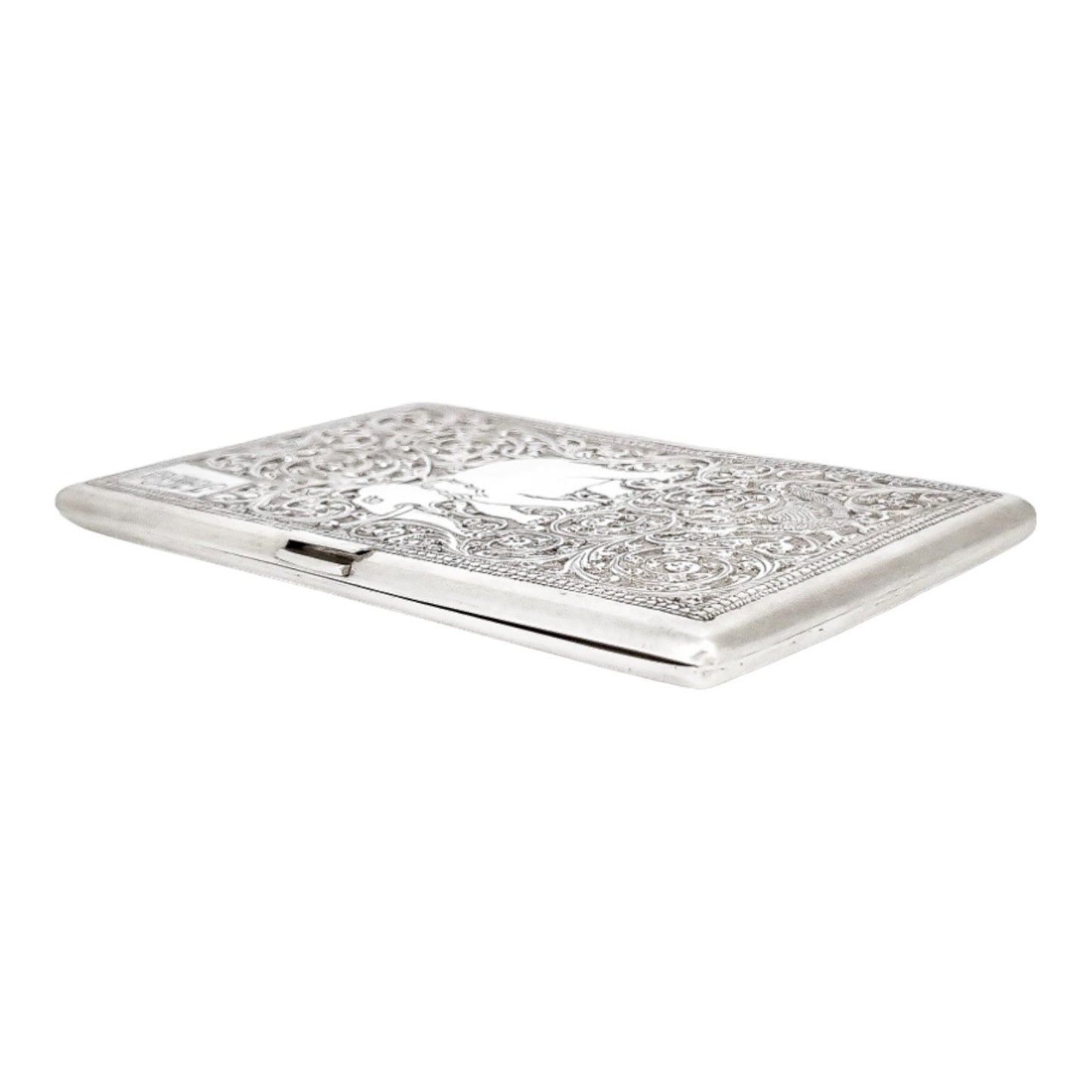 19th century Anglo-Indian Kutch silver cigarette case with animal design