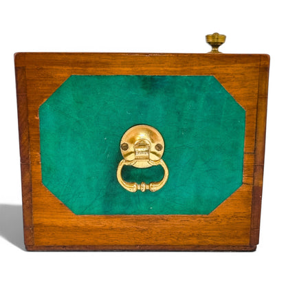 Art Nouveau fruitwood jewellery casket, leather panels