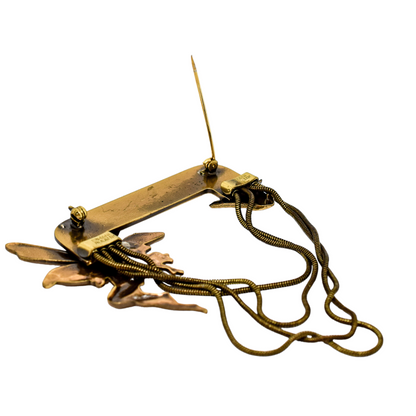 Vintage Ermani Bulatti goldtone Art Nouveau fairy dangling statement brooch