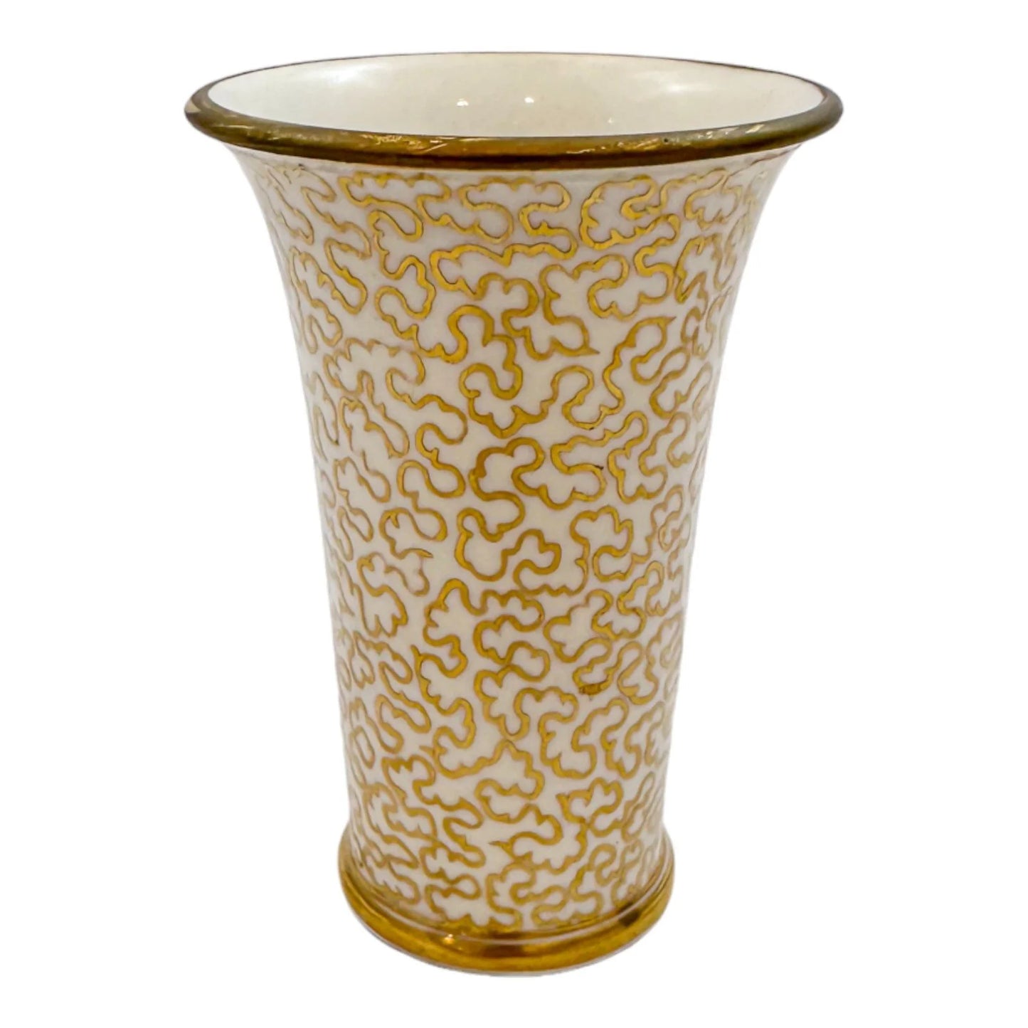 Georgian Spode porcelain miniature spill vase with gold swirl motif