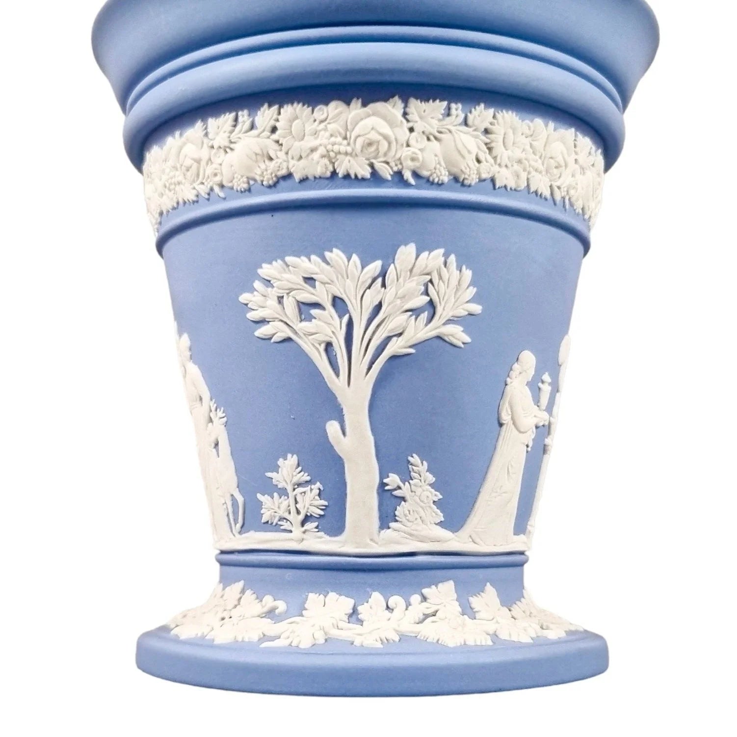 Wedgwood blue Jasperware flower pot /planter / vase with Greek Roman Neoclassical scenes