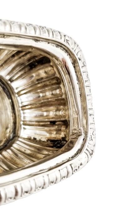 Edwardian Chester sterling silver fluted condiment set - mustard pot, salt and pepperette