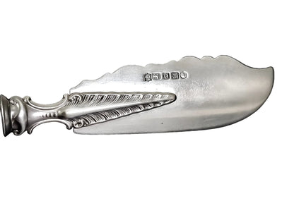 Victorian sterling silver master butter knife with mother-of-pearl handle