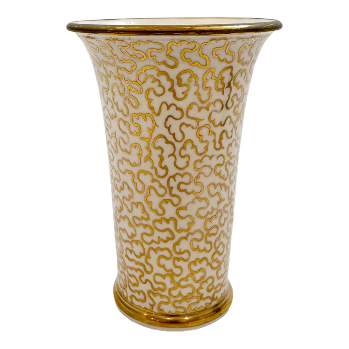 Georgian Spode porcelain miniature spill vase with gold swirl motif