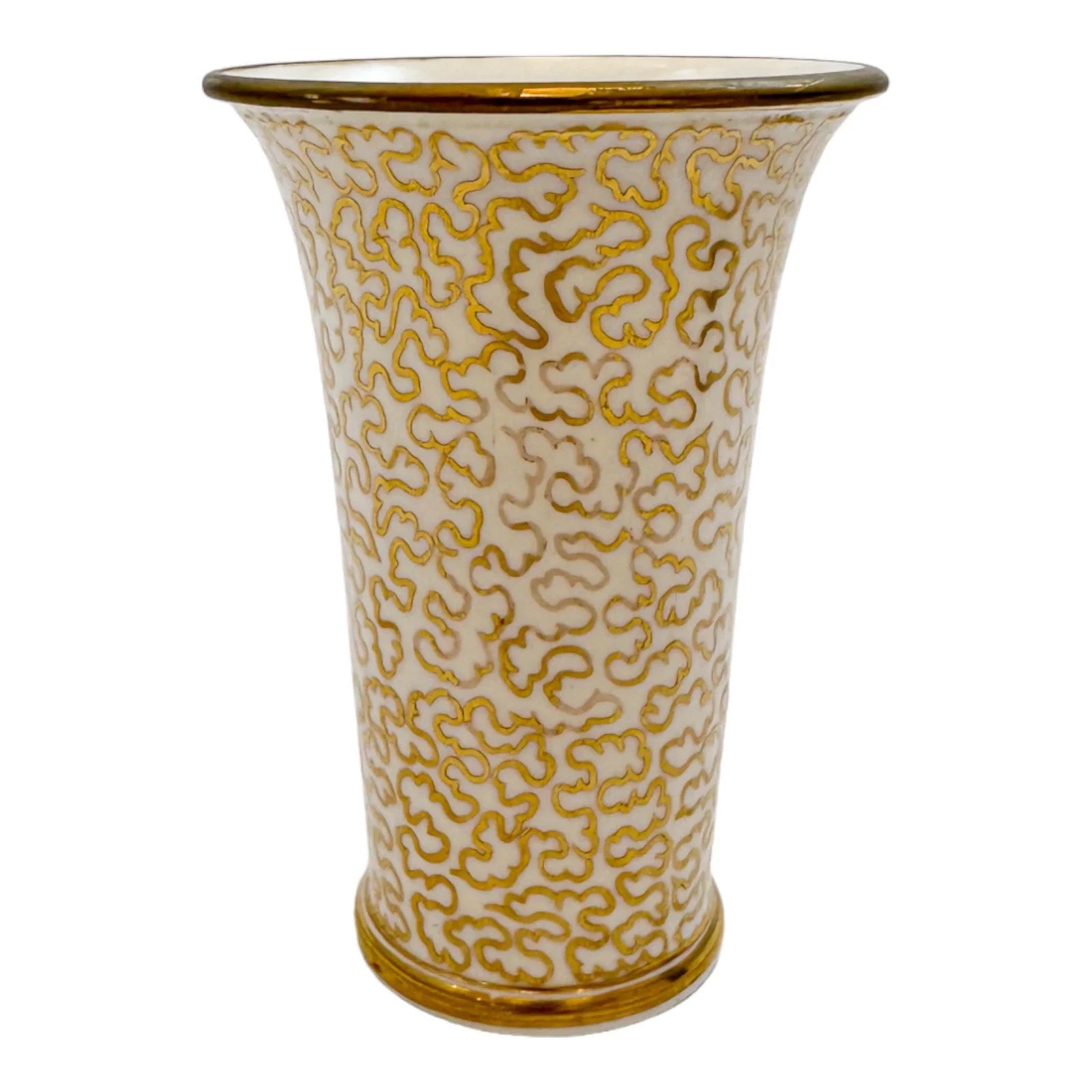 Georgian Spode porcelain miniature spill vase with gold swirl motif