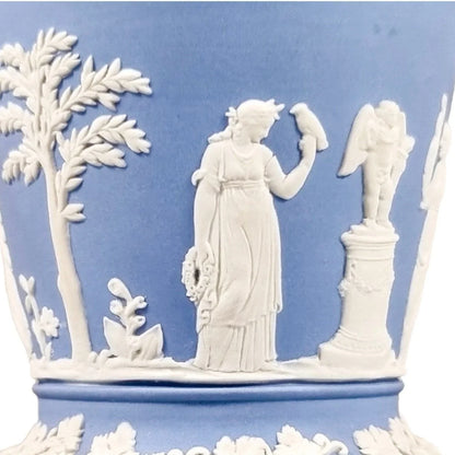 Wedgwood blue Jasperware flower pot /planter / vase with Greek Roman Neoclassical scenes