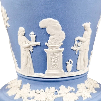 Wedgwood blue Jasperware flower pot /planter / vase with Greek Roman Neoclassical scenes