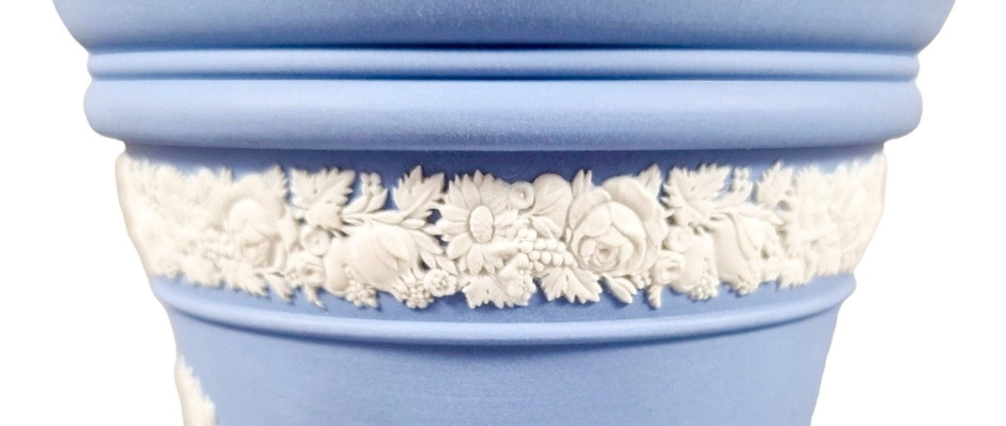 Wedgwood blue Jasperware flower pot /planter / vase with Greek Roman Neoclassical scenes