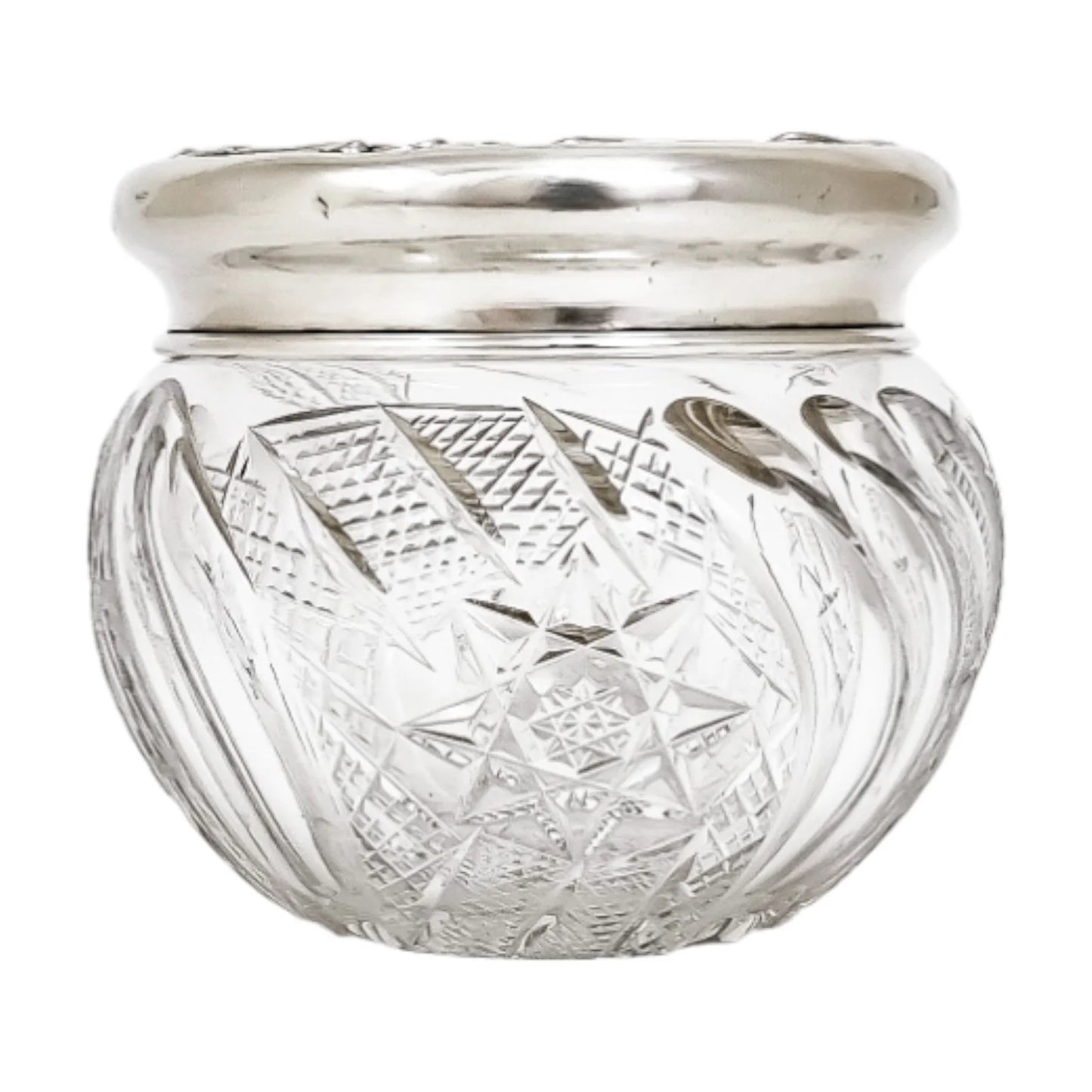 Art Nouveau Mauser silver crystal dressing table jar / vanity pot / toilet box