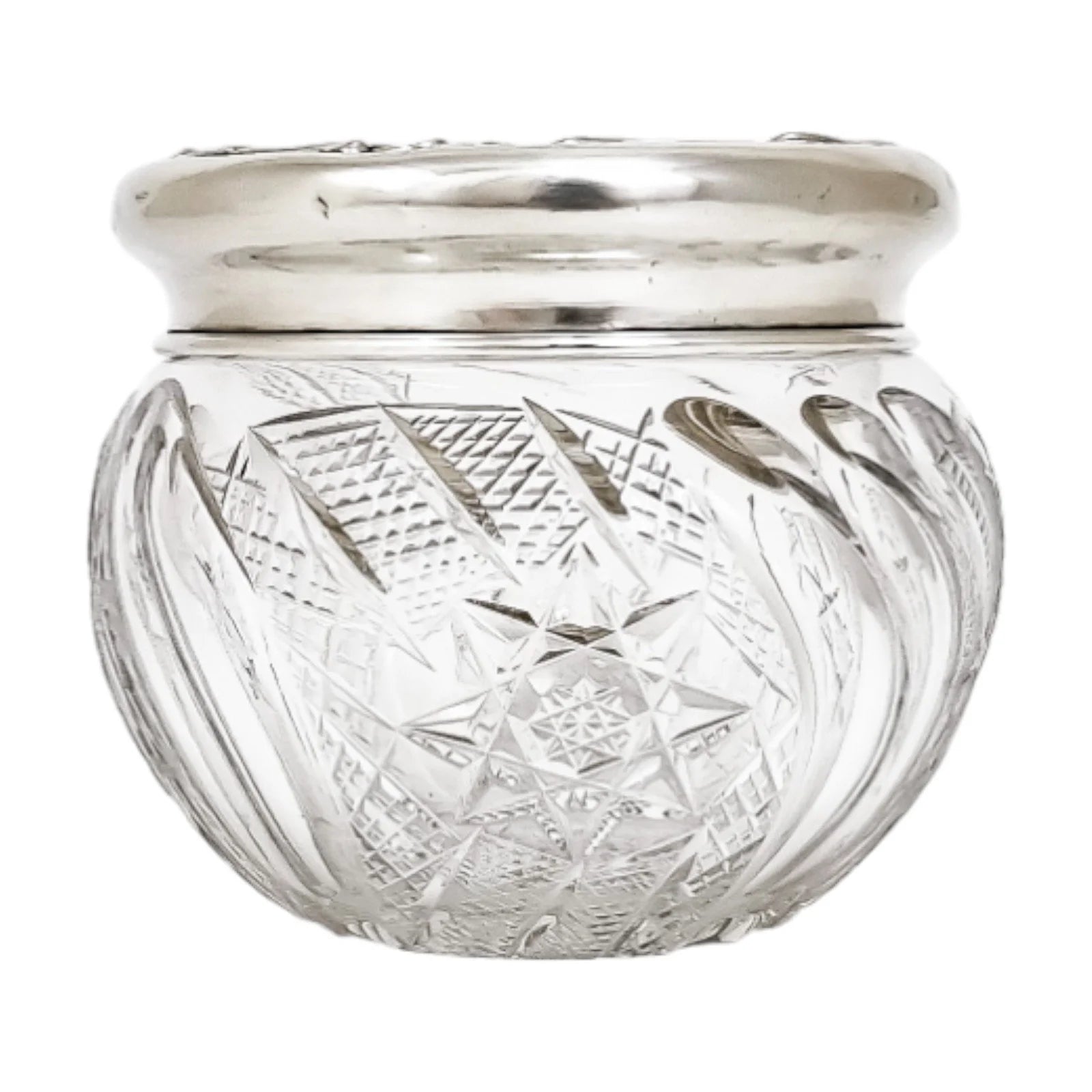 Art Nouveau Mauser silver crystal dressing table jar / vanity pot / toilet box